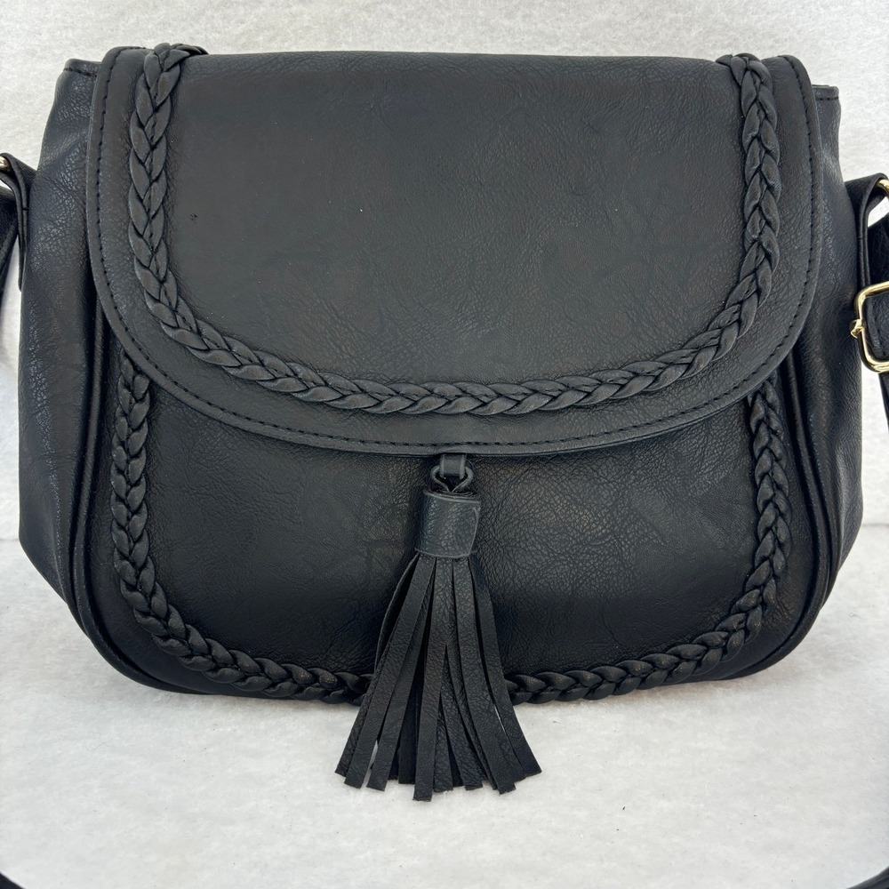 Vegan Leather Crossbody Bag Boho Braided Tassel Purse Festival Western Hippie